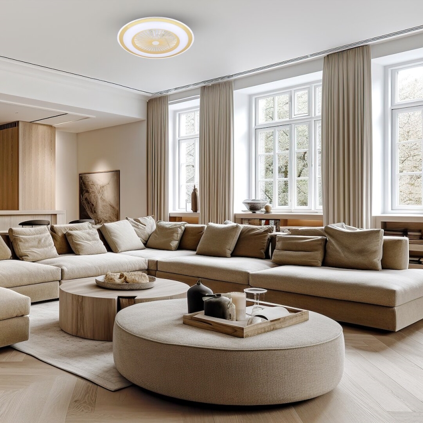LED Hämardatav laeventilaator valgustiga ZEPHYR LED/48W/230V 3000-6000K kuldne + kaugjuhtimispult