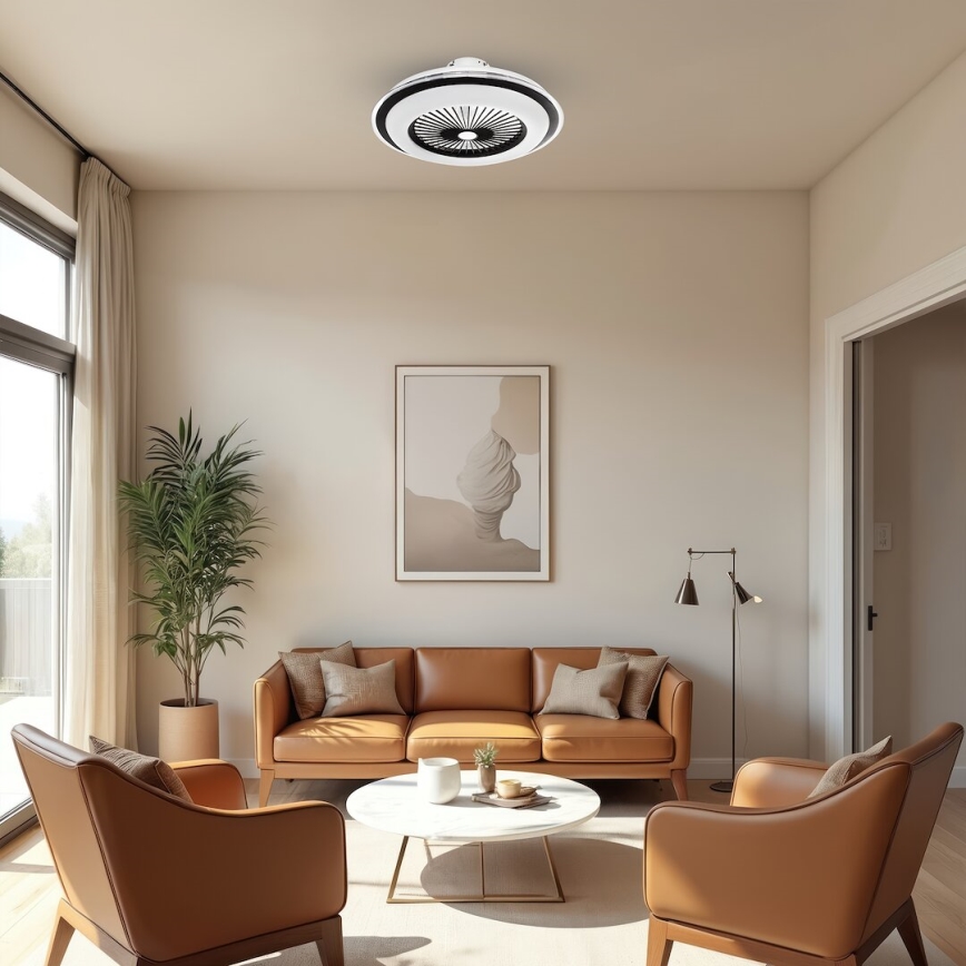 LED Hämardatav laeventilaator valgustiga ZEPHYR LED/48W/230V 3000-6000K must + kaugjuhtimispult