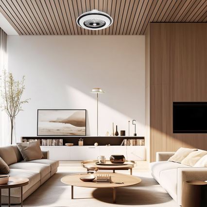LED Hämardatav laeventilaator valgustiga ZEPHYR LED/48W/230V 3000-6000K must + kaugjuhtimispult