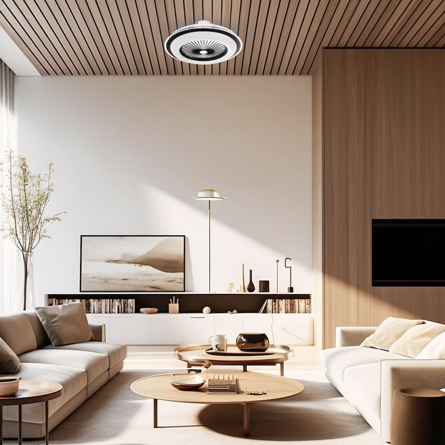 LED Hämardatav laeventilaator valgustiga ZEPHYR LED/48W/230V 3000-6000K must + kaugjuhtimispult