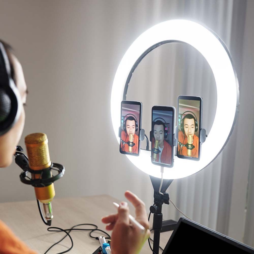 LED Hämardatav lamp alusega ja hoidik vlogimiseks LED/55W/230V CRI 90 + kaugjuhtimispult