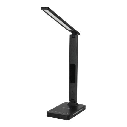 LED Hämardatav laualamp juhtmevaba laadimisega QI, ekraan ja USB pesa LED/7W/230V 3000-6000K must