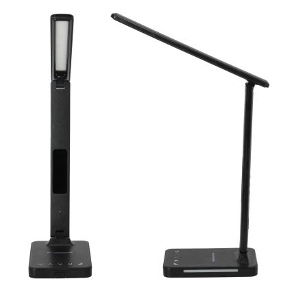 LED Hämardatav laualamp juhtmevaba laadimisega QI, ekraan ja USB pesa LED/7W/230V 3000-6000K must