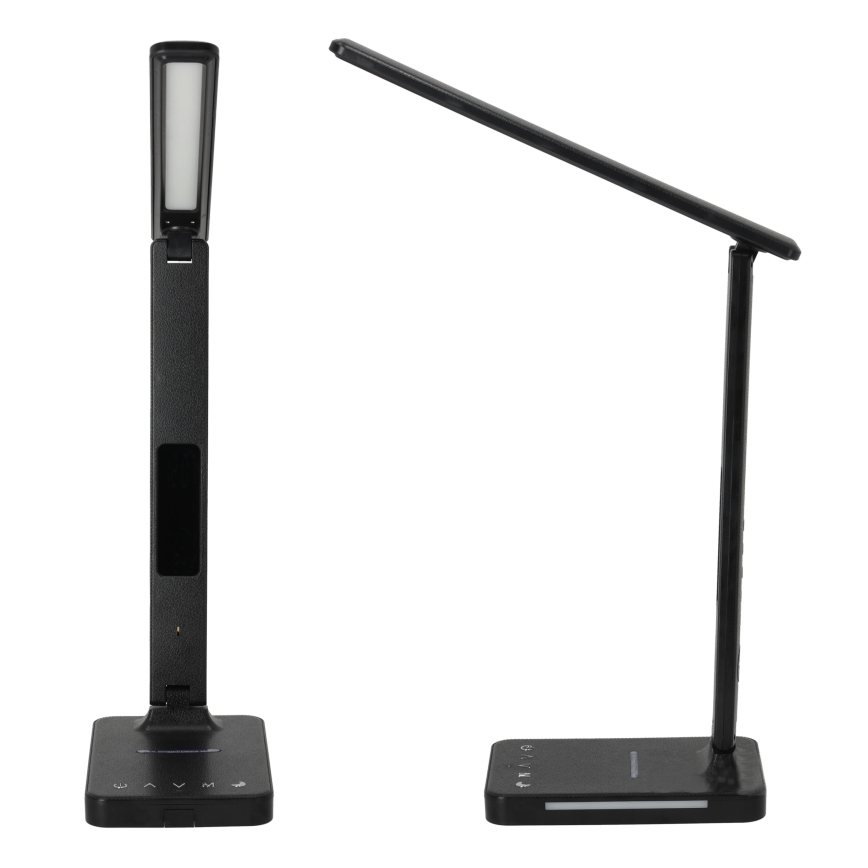 LED Hämardatav laualamp juhtmevaba laadimisega QI, ekraan ja USB pesa LED/7W/230V 3000-6000K must