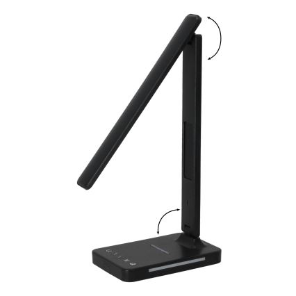 LED Hämardatav laualamp juhtmevaba laadimisega QI, ekraan ja USB pesa LED/7W/230V 3000-6000K must