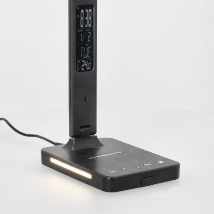 LED Hämardatav laualamp juhtmevaba laadimisega QI, ekraan ja USB pesa LED/7W/230V 3000-6000K must