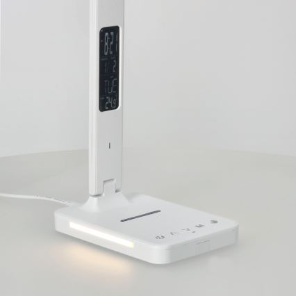 LED Hämardatav laualamp juhtmevaba laadimisega QI, ekraan ja USB pesa LED/7W/230V 3000-6000K valge