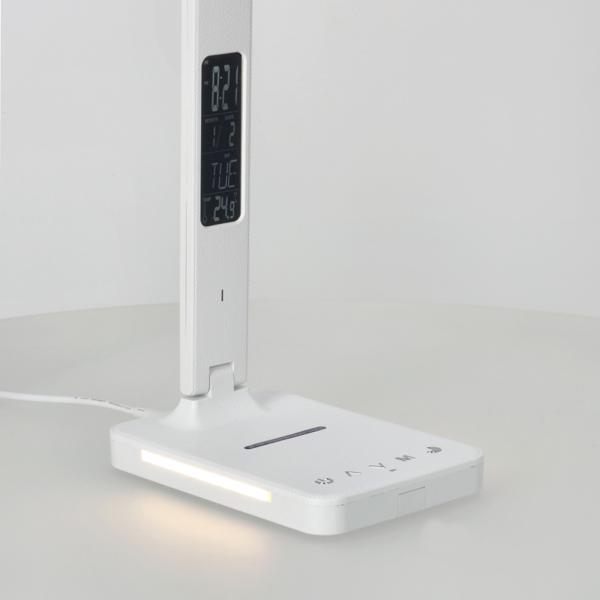 LED Hämardatav laualamp juhtmevaba laadimisega QI, ekraan ja USB pesa LED/7W/230V 3000-6000K valge