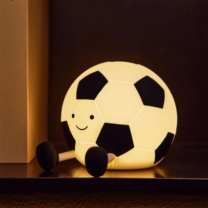 LED Hämardatav laste puutetundlik lamp FOOTBALL LED/2W/5V USB 1200 mAh valge/must
