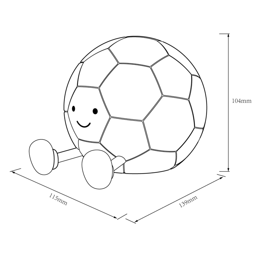 LED Hämardatav laste puutetundlik lamp FOOTBALL LED/2W/5V USB 1200 mAh valge/must
