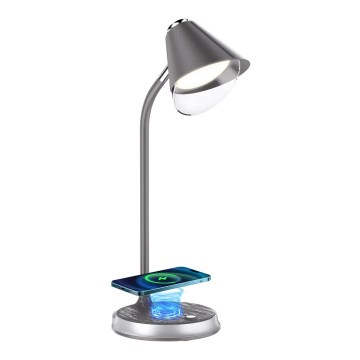 LED Hämardatav laualamp juhtmevaba laadimisega FINCH LED/9W/12/230V hall/läikiv kroom