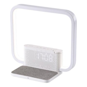 LED Hämardatav laualamp koos äratuskell ja Qi laadimisega LED/18W/230V valge