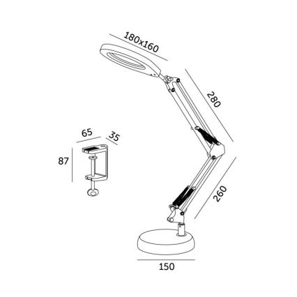 LED Hämardatav laualamp koos luubiga 2in1 AURIQ LOUPE LED/10W/5V 3000/4000/6500K must