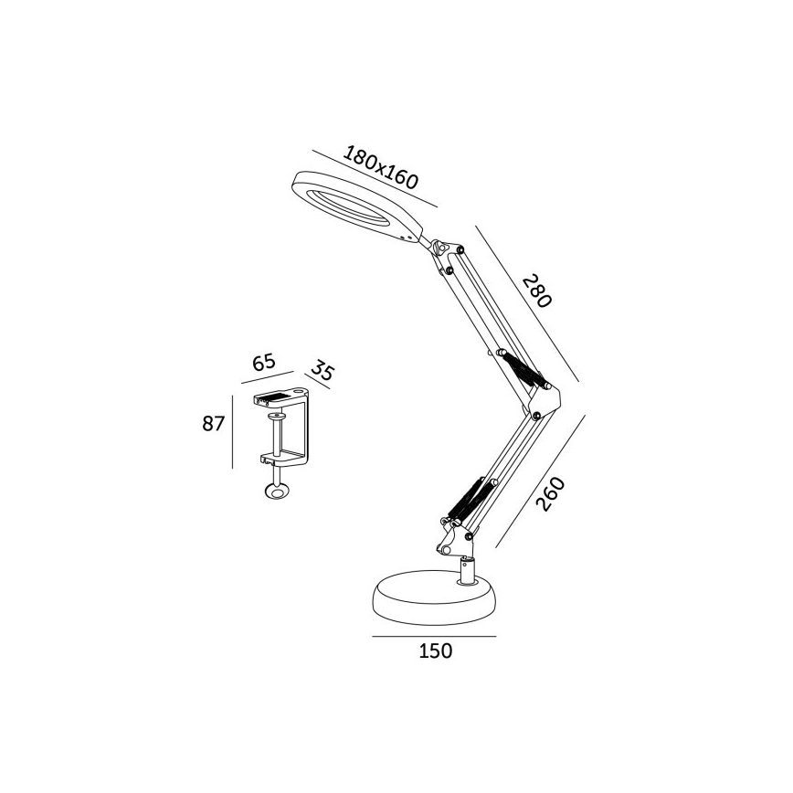 LED Hämardatav laualamp koos luubiga 2in1 AURIQ LOUPE LED/10W/5V 3000/4000/6500K must