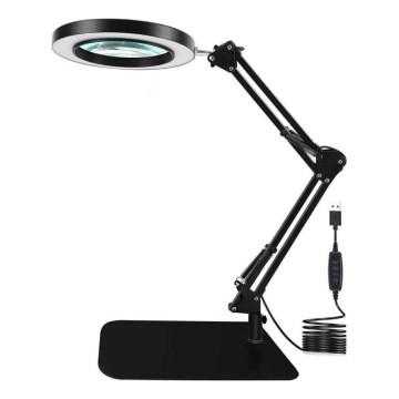 LED Hämardatav laualamp koos luubiga LED/11W/5V 3000-6000K must