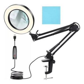 LED Hämardatav laualamp koos luubiga LED/6W/5V 3000K/4000K/6000K must