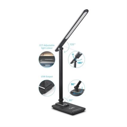 LED Hämardatav laualamp koos USB-ga LED/9W/230V 3000K/4000K/5500K must