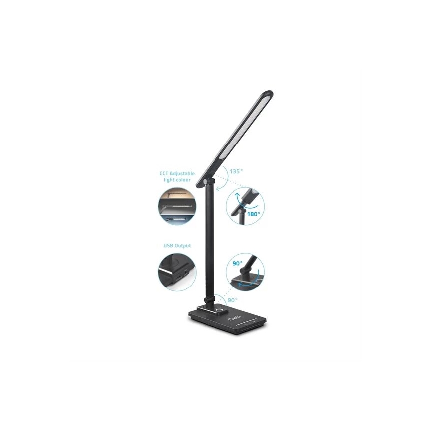 LED Hämardatav laualamp koos USB-ga LED/9W/230V 3000K/4000K/5500K must