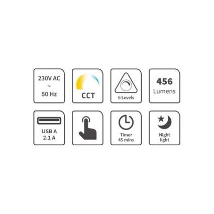 LED Hämardatav laualamp koos USB-ga LED/9W/230V 3000K/4000K/5500K valge
