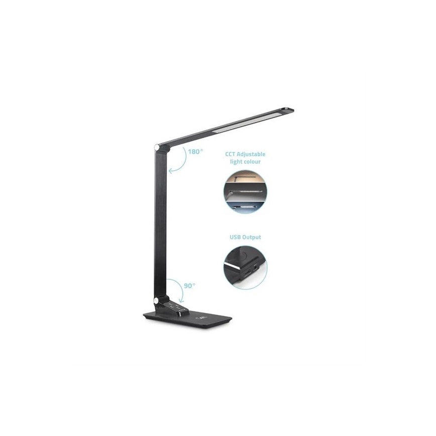 LED Hämardatav laualamp koos USB LED/7W/230V 3000K/4000K/5500K must