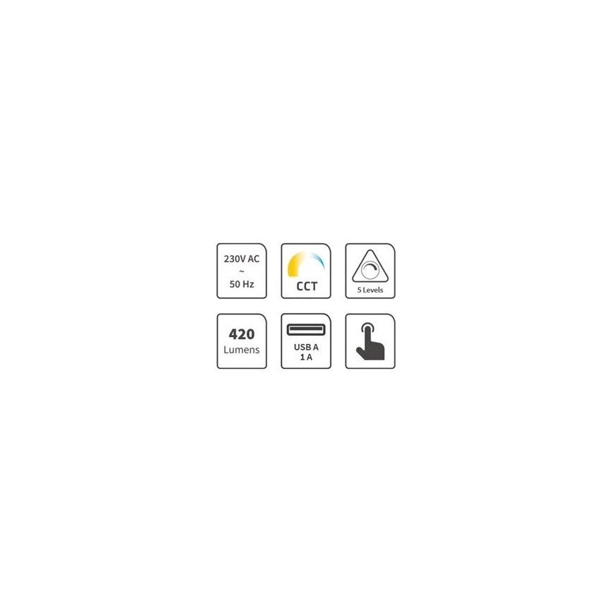 LED Hämardatav laualamp koos USB LED/7W/230V 3000K/4000K/5500K must