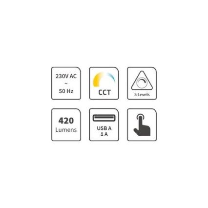 LED Hämardatav laualamp koos USB LED/7W/230V 3000K/4000K/5500K valge