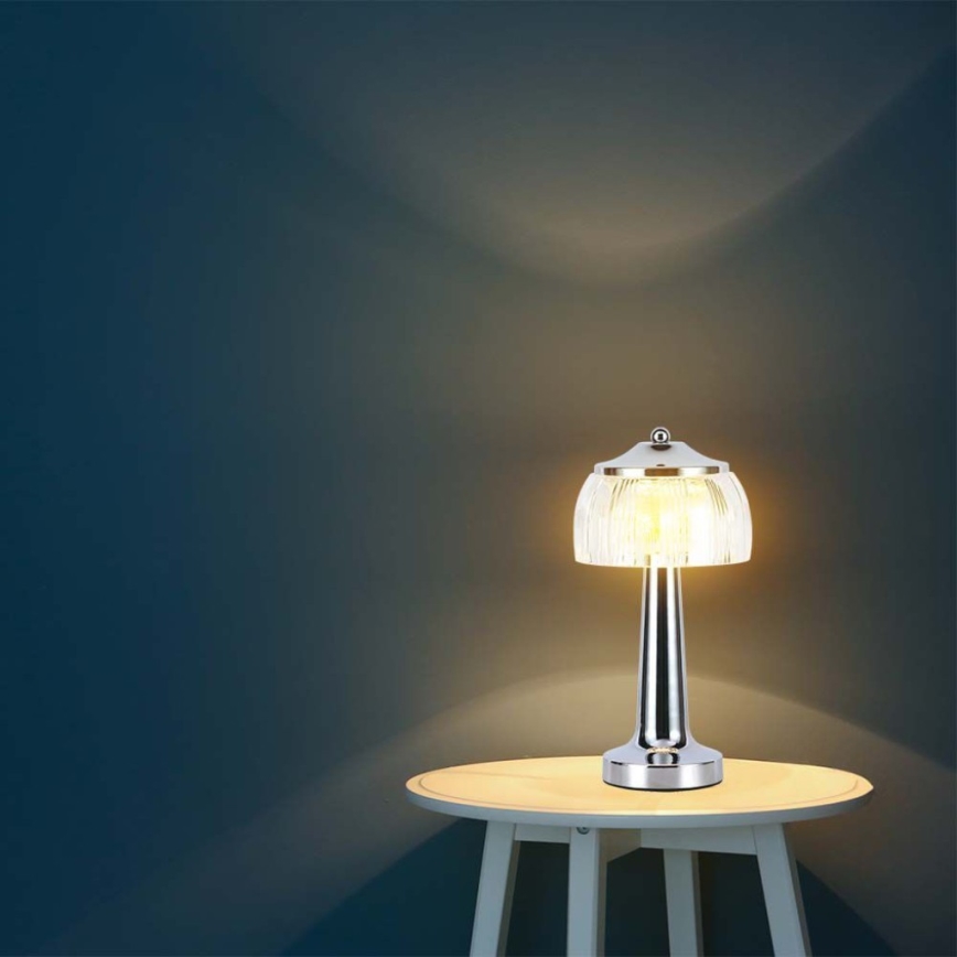 LED Hämardatav laetav puutetundlik laualamp LED/1W/5V 3000-6000K 1800 mAh läikiv kroom