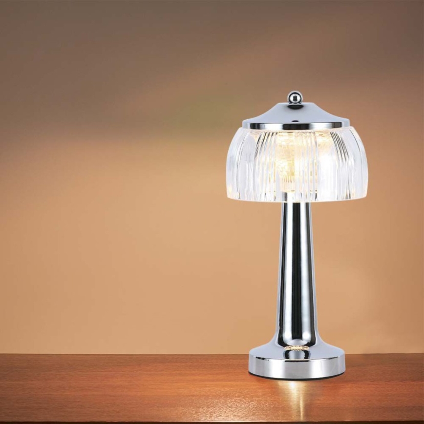 LED Hämardatav laetav puutetundlik laualamp LED/1W/5V 3000-6000K 1800 mAh läikiv kroom