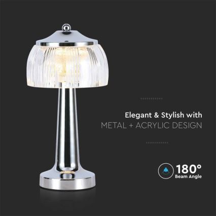 LED Hämardatav laetav puutetundlik laualamp LED/1W/5V 3000-6000K 1800 mAh läikiv kroom