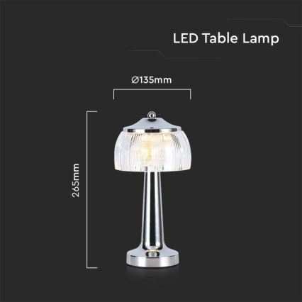 LED Hämardatav laetav puutetundlik laualamp LED/1W/5V 3000-6000K 1800 mAh läikiv kroom