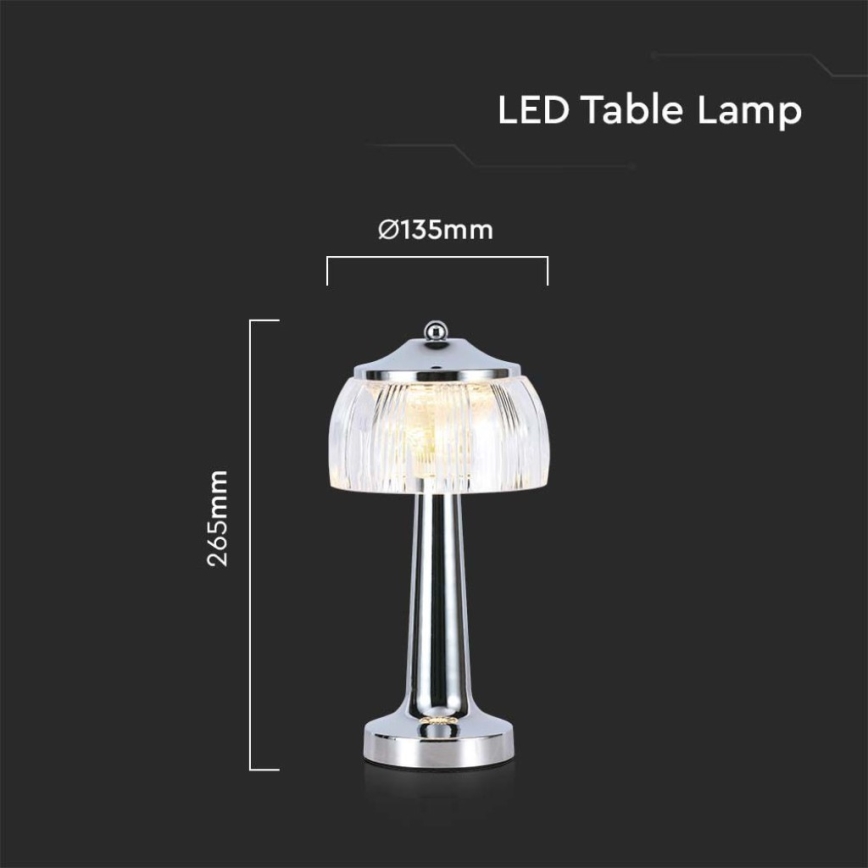 LED Hämardatav laetav puutetundlik laualamp LED/1W/5V 3000-6000K 1800 mAh läikiv kroom