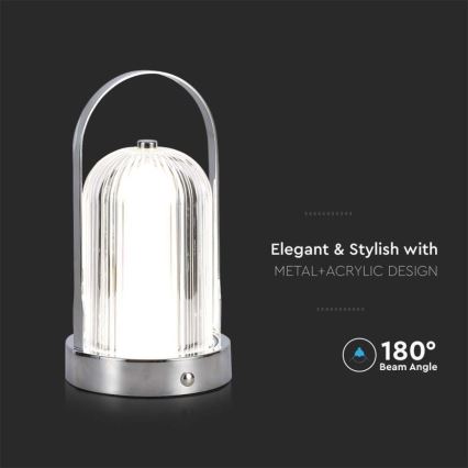 LED Hämardatav laetav puutetundlik laualamp LED/1W/5V 3000-6000K 1800 mAh matt kroom