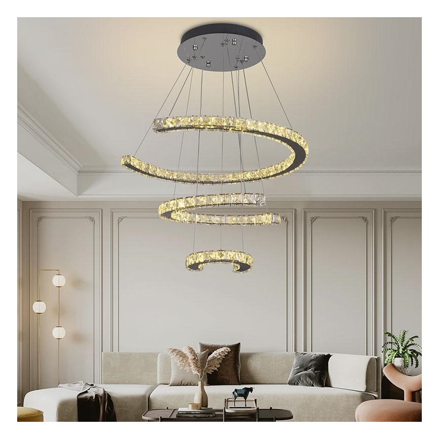 LED Hämardatav kristall-lühter LED/100W/230V 3000-6500K hõbedane + kaugjuhtimispult