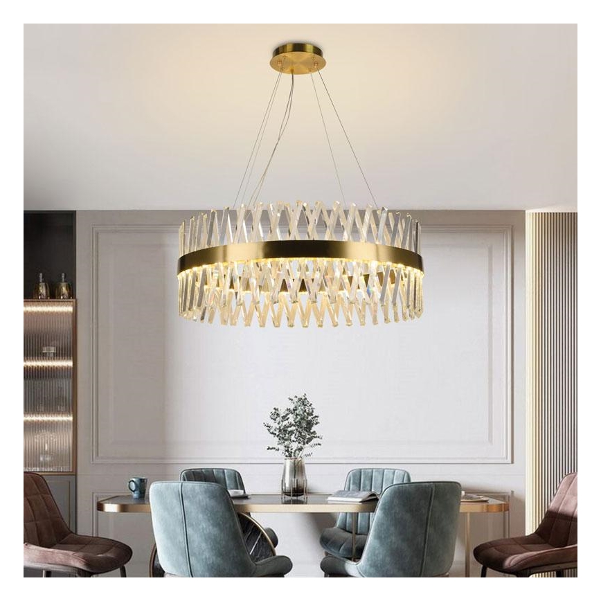 LED Hämardatav kristall- lühter LED/110W/230V 3000-6500K kuldne + kaugjuhtimispult