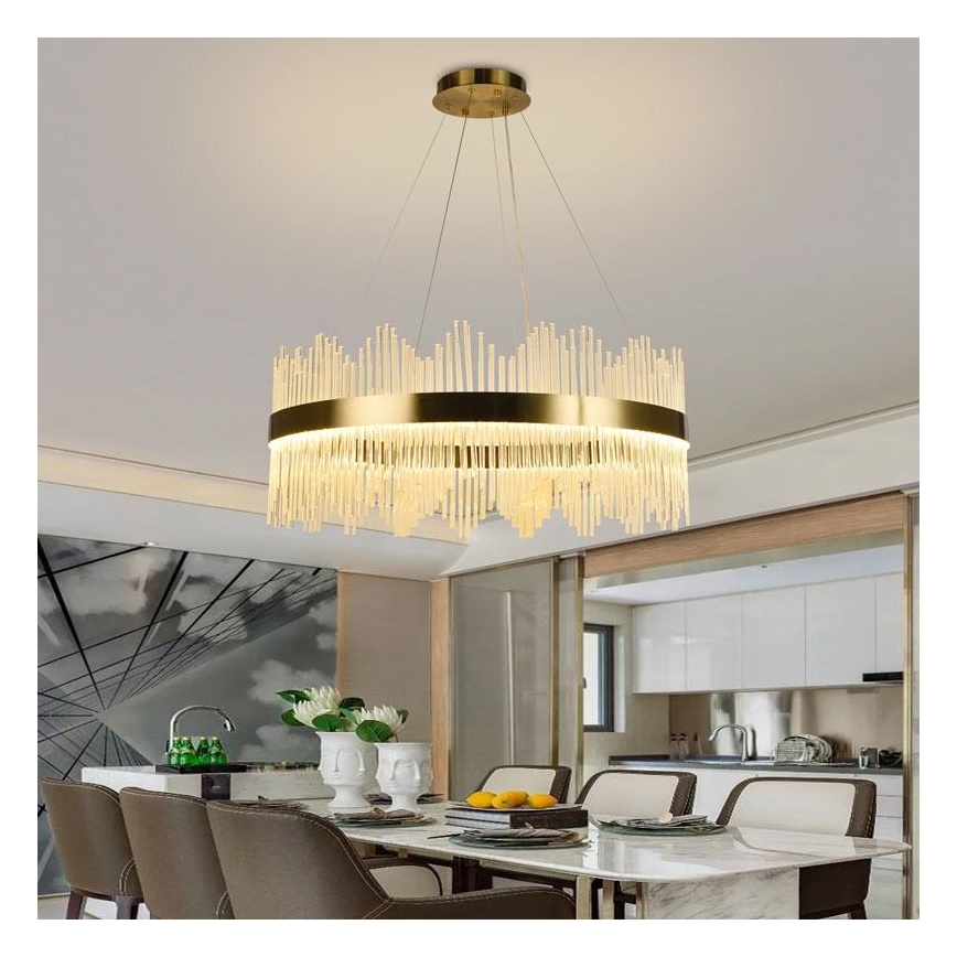 LED Hämardatav kristall-lühter LED/110W/230V 3000-6500K kuldne + kaugjuhtimispult