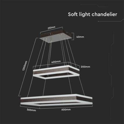 LED Hämardatav lühter LED/113W/230V 3000K pruun