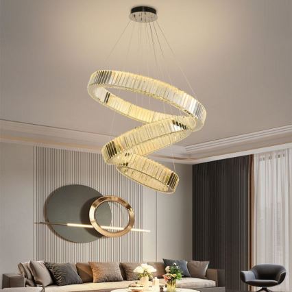 LED Hämardatav kristall-lühter LED/115W/230V 3000-6500K läikiv kroom + kaugjuhtimispult
