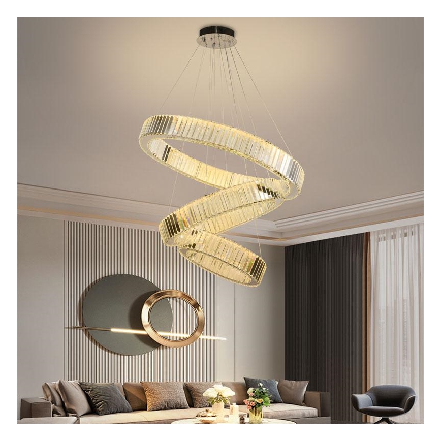 LED Hämardatav kristall-lühter LED/115W/230V 3000-6500K läikiv kroom + kaugjuhtimispult