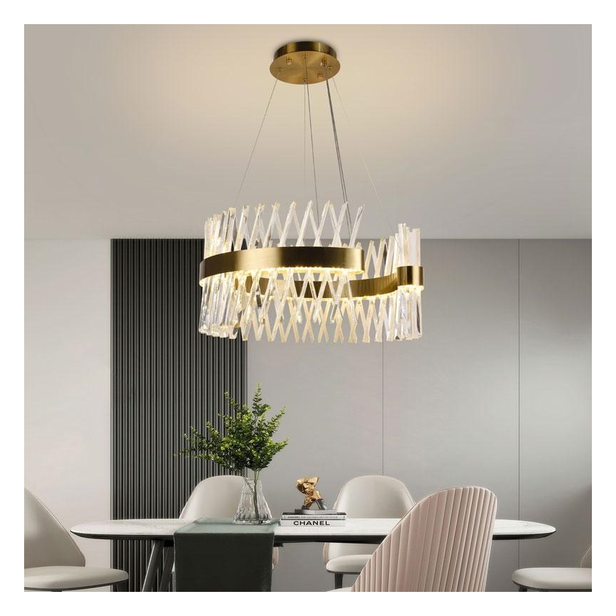 LED Hämardatav kristall-lühter LED/130W/230V 3000-6500K kuldne + kaugjuhtimispult