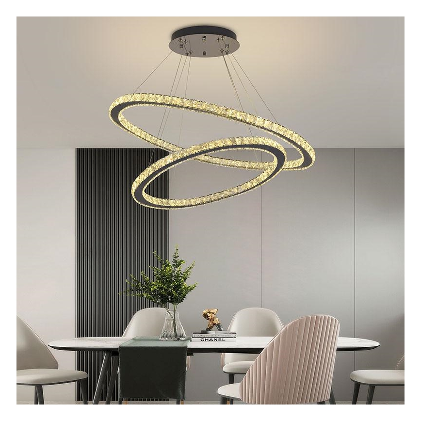 LED Hämardatav kristall-lühter LED/160W/230V 3000-6500K hõbedane + kaugjuhtimispult
