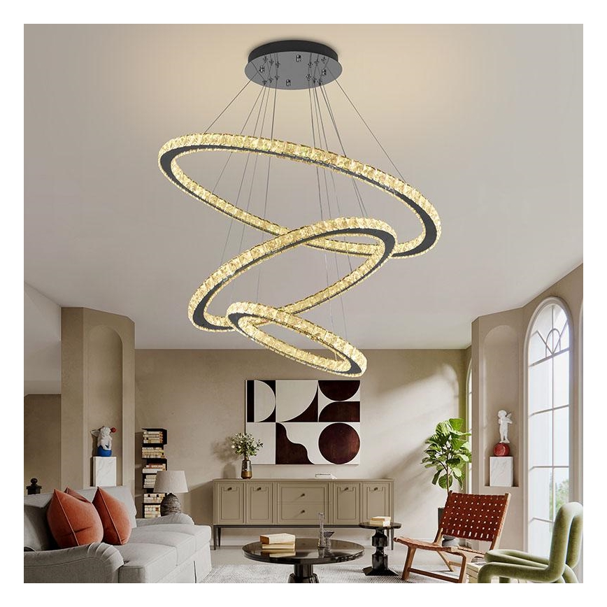 LED Hämardatav kristall-lühter LED/210W/230V 3000-6500K hõbedane + kaugjuhtimispult