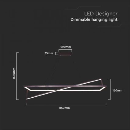 LED Hämardatav lühter LED/45W/230V 3000K 114 cm must