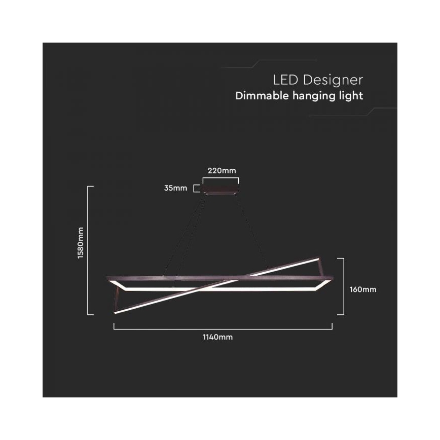 LED Hämardatav lühter LED/45W/230V 3000K 114 cm must