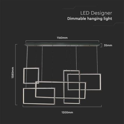 LED Hämardatav lühter LED/45W/230V 3000K must