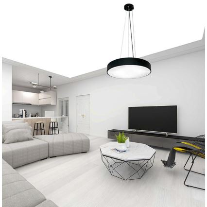 LED Hämardatav lühter LED/50W/230V 3000-6500K must + kaugjuhtimispult