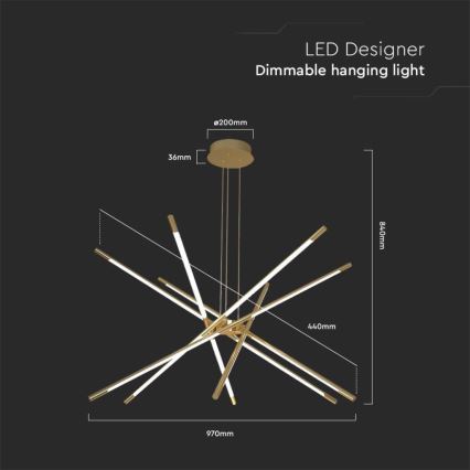 LED Hämardatav lühter LED/50W/230V 3000K kuldne