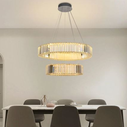 LED Hämardatav kristall-lühter LED/65W/230V 3000-6500K läikiv kroom + kaugjuhtimispult