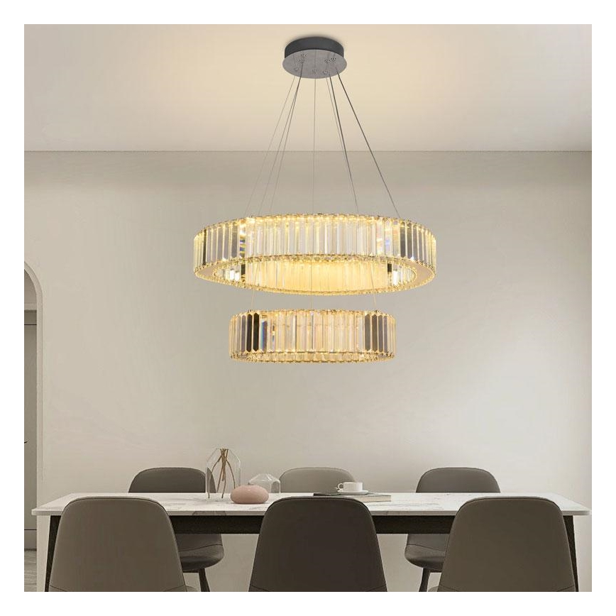 LED Hämardatav kristall-lühter LED/65W/230V 3000-6500K läikiv kroom + kaugjuhtimispult
