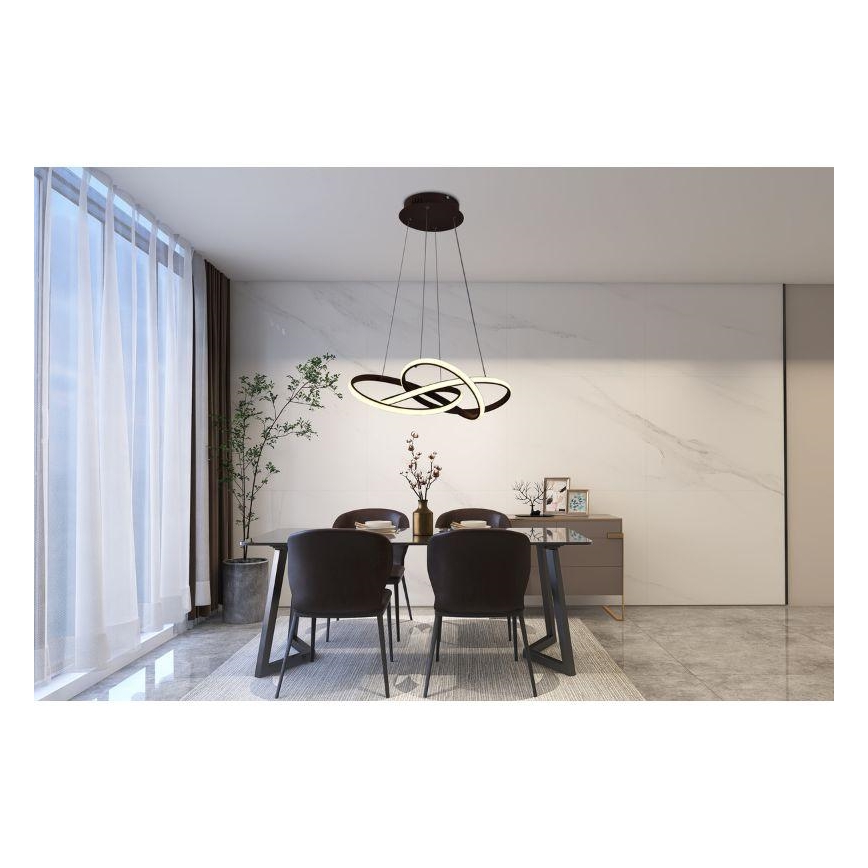 LED Hämardatav lühter LED/65W/230V 3000-6500K pruun + kaugjuhtimispult