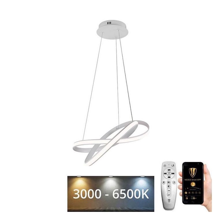 LED Hämardatav lühter LED/70W/230V 3000-6500K d. 55 cm valge + kaugjuhtimispult